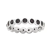 Personally Stackable "January" Red Crystal Sterling Silver Eternity Ring