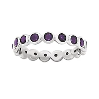 Personally Stackable "February" Purple Crystal Sterling Silver Eternity Ring