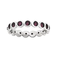 Personally Stackable "June" Red Crystal Sterling Silver Eternity Ring