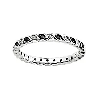 Personally Stackable 1/7 CTW White & Color-Enhanced Black Diamond Twist Ring