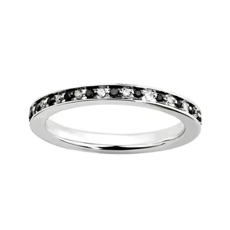 Personally Stackable ¼ CTW White & Color-Enhanced Black Diamond Eternity Ring