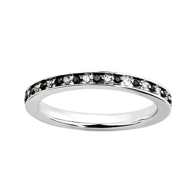 Personally Stackable ¼ CTW White & Color-Enhanced Black Diamond Eternity Ring