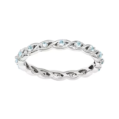 Personally Stackable Genuine Blue Topaz Twisted Eternity Ring