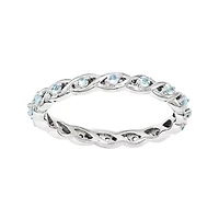 Personally Stackable Genuine Blue Topaz Twisted Eternity Ring
