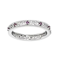 Personally Stackable Genuine Rhodolite Garnet Filigree Eternity Ring