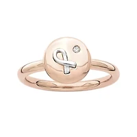Personally Stackable Diamond-Accent Two-Tone Awareness Ribbon Disc Ring
