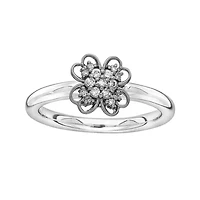 Personally Stackable 1/10 CT. T.W. Diamond Two-Tone Flower Ring