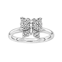 Personally Stackable Diamond-Accent Sterling Silver Butterfly Ring