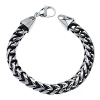 Mens Stainless Steel & Black IP 8 1/2" 8mm Foxtail Bracelet