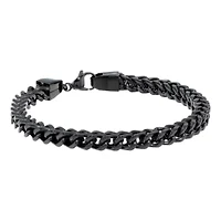 Mens Stainless Steel & Black IP 9" 6mm Foxtail Bracelet