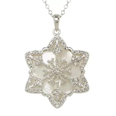 Sterling Silver Crystal Snowflake Pendant Necklace