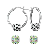 Sterling Silver Interchangeable Crystal Rondelle Hoop Earrings