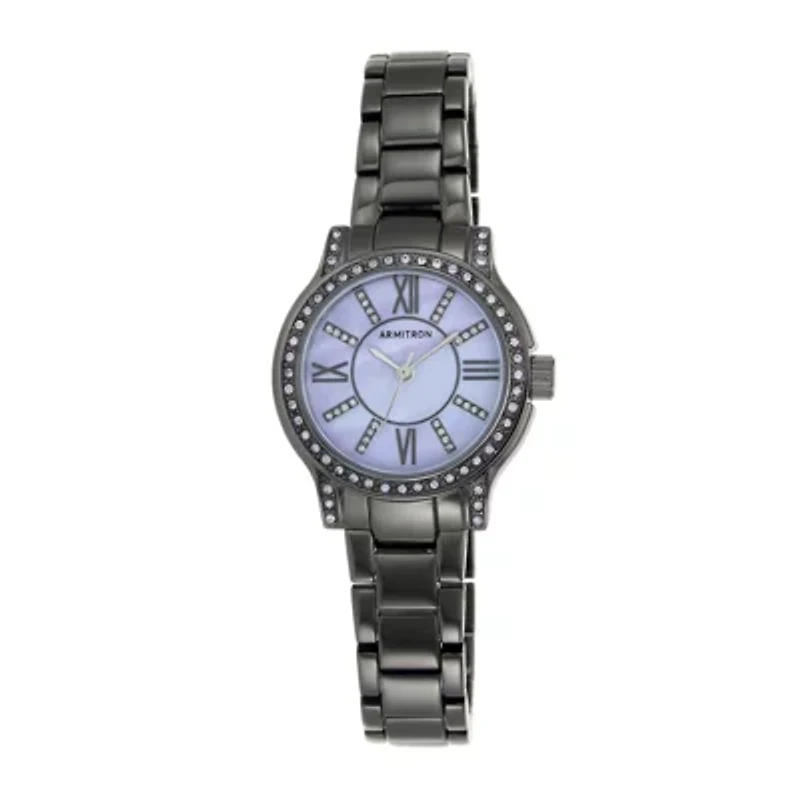 Armitron® Womens Crystal-Accent Gunmetal Bracelet Watch 75/5372BKGPBK