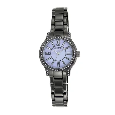 Armitron® Womens Crystal-Accent Gunmetal Bracelet Watch 75/5372BKGPBK