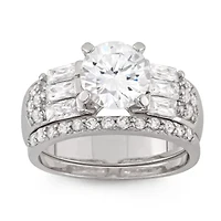 Womens 1 CT. Cubic Zirconia Sterling Silver Round Bridal Set