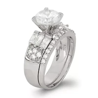 Womens 1 CT. Cubic Zirconia Sterling Silver Round Bridal Set