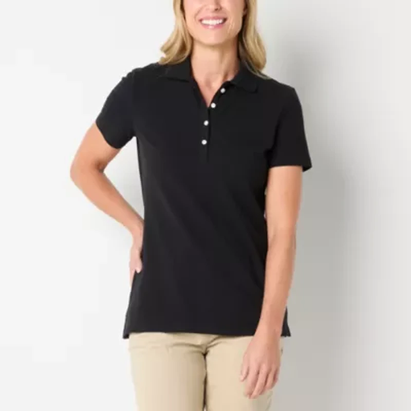 St. John's Bay Tall Womens Short Sleeve Polo Shirt