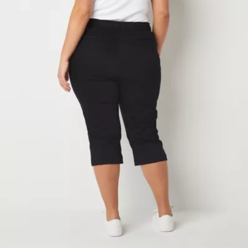 St. John's Bay Secretly Slender Womens Plus Straight Mid Rise Capri Pant