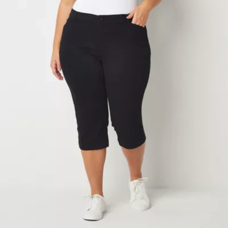 St. John's Bay Secretly Slender Womens Plus Straight Mid Rise Capri Pant