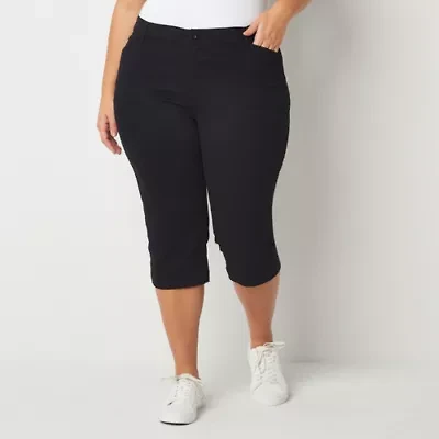 St. John's Bay Secretly Slender Womens Straight Mid Rise Plus Capri Pant