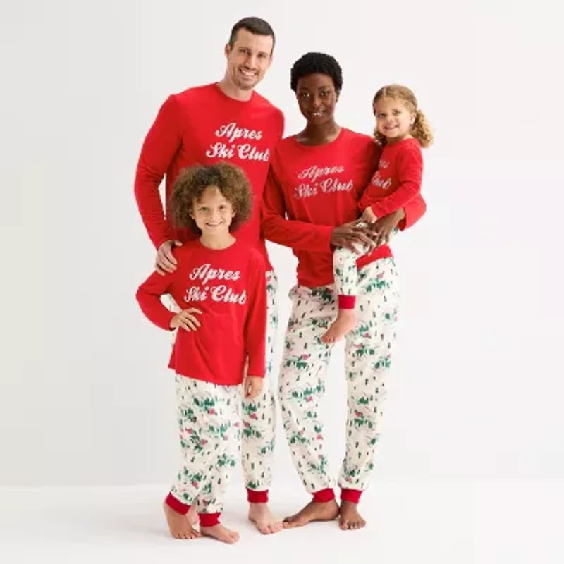 North Pole Trading Co. Polar Ski Club Womens Crew Neck Long Sleeve 2-pc. Matching Family Pajama Sets