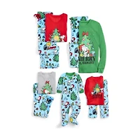 Mens Peanuts Snoopy Microfleece Crew Neck Long Sleeve 2-pc. Matching Family Pajama Sets
