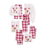 North Pole Trading Co. Happy Holidays Womens Crew Neck Long Sleeve 2-pc. Matching Family Plus Pajama Sets