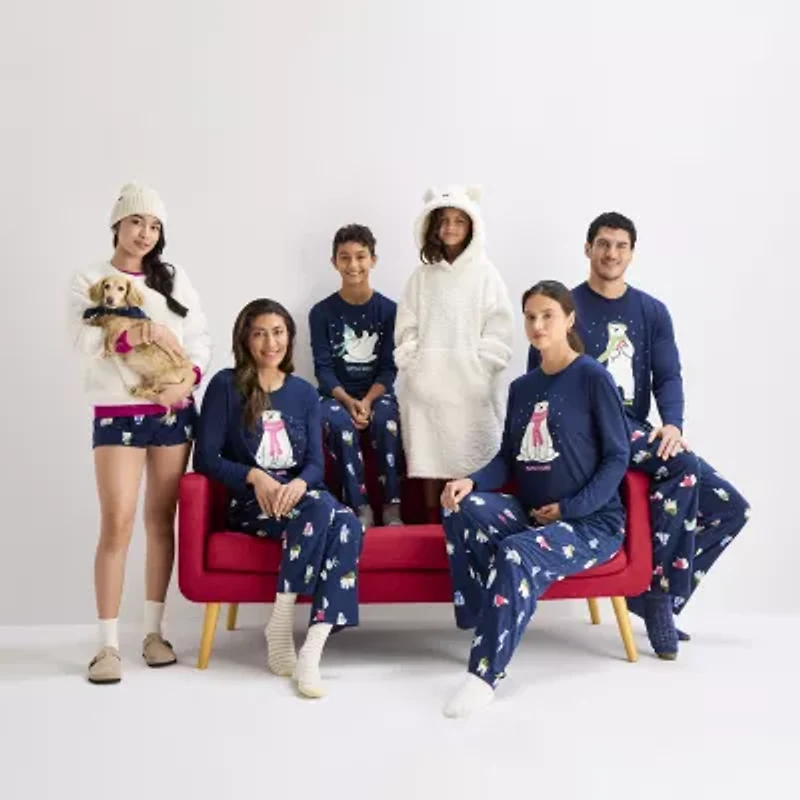 North Pole Trading Co. Polar Bear Sweatshirt Womens Sherpa Crew Neck Long Sleeve Matching Family Pajama Top