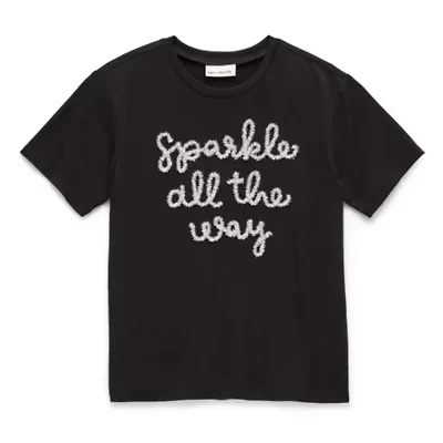 Jingle Ball Girls Juniors Round Neck Short Sleeve Graphic T-Shirt