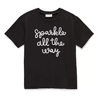 Jingle Ball Girls Juniors Round Neck Short Sleeve Graphic T-Shirt