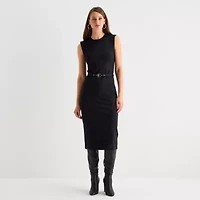 Worthington Womens Sleeveless Midi Bodycon Dress