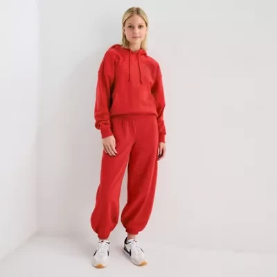 Arizona Womens Juniors Cinched Fleece Active Jogger Pant