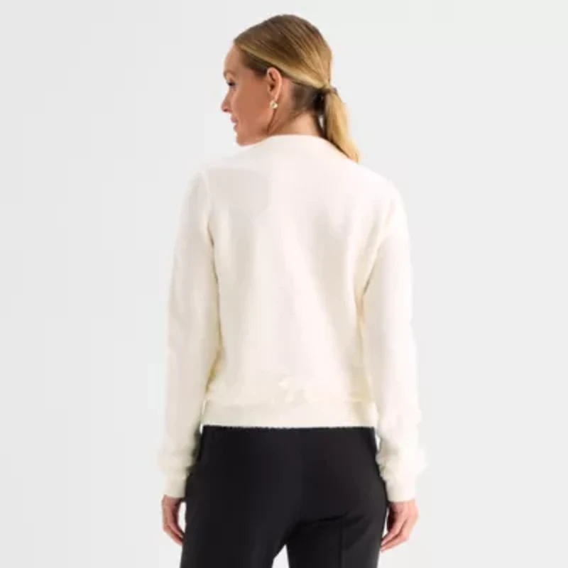 Liz Claiborne Womens Crew Neck Long Sleeve Pullover Sweater