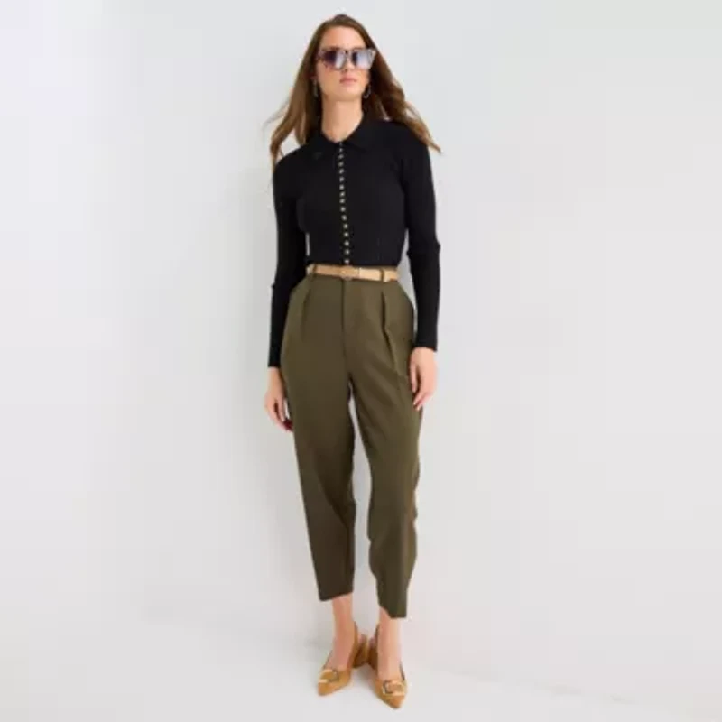 Worthington Womens Long Sleeve Button Cardigan