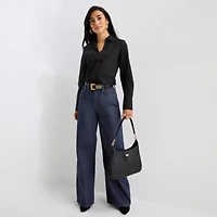 Worthington Womens Cuffed Long Sleeve Regular Fit Poplin Button-Down Shirt