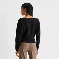 Worthington Womens Boat Neck Long Sleeve Pullover Sweater