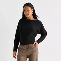 Worthington Womens Boat Neck Long Sleeve Pullover Sweater