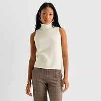 Worthington Womens Funnel Neck Sleeveless Pullover Sweater