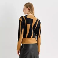 Worthington Womens Mock Neck Long Sleeve Geometric Pullover Sweater