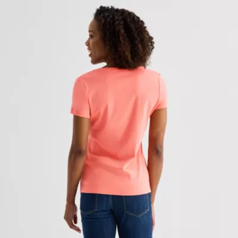 St. John's Bay Womens V Neck Short Sleeve T-Shirt