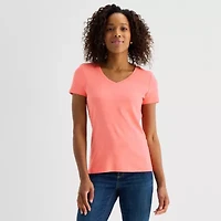 St. John's Bay Womens V Neck Short Sleeve T-Shirt