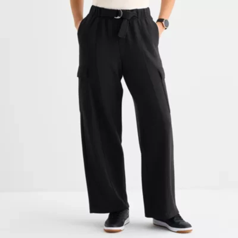 Stylus Womens Wide Leg High Rise Cargo Pant