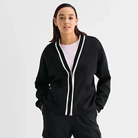 Stylus Womens Y Neck Long Sleeve Button Cardigan