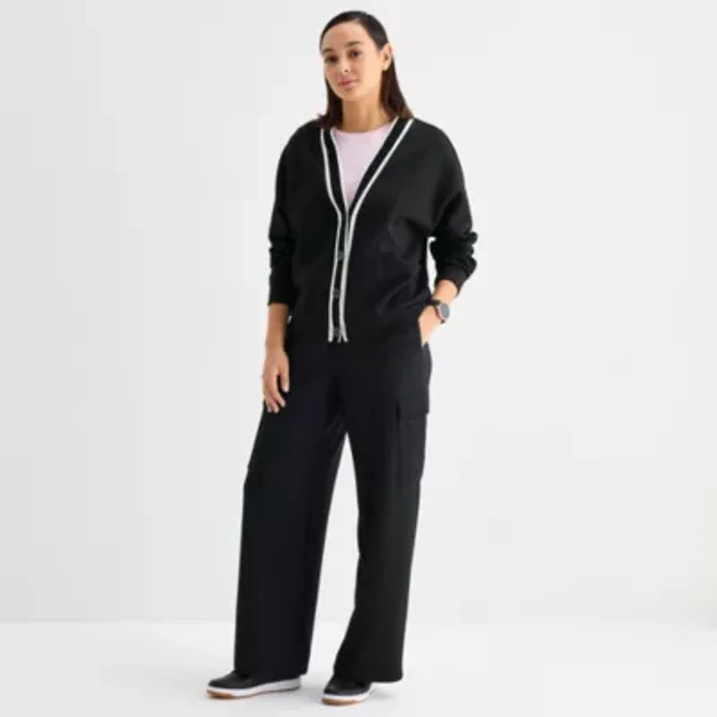 Stylus Womens Y Neck Long Sleeve Button Cardigan