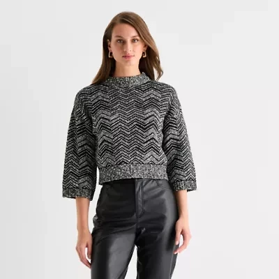 Worthington Womens Crew Neck Long Sleeve Pullover Sweater