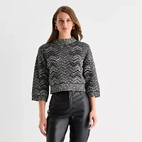 Worthington Womens Crew Neck Long Sleeve Pullover Sweater
