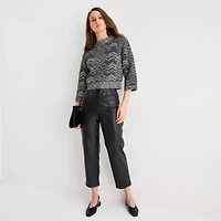 Worthington Womens Crew Neck Long Sleeve Pullover Sweater