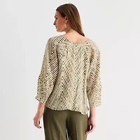 Worthington Womens V Neck Long Sleeve Blouse