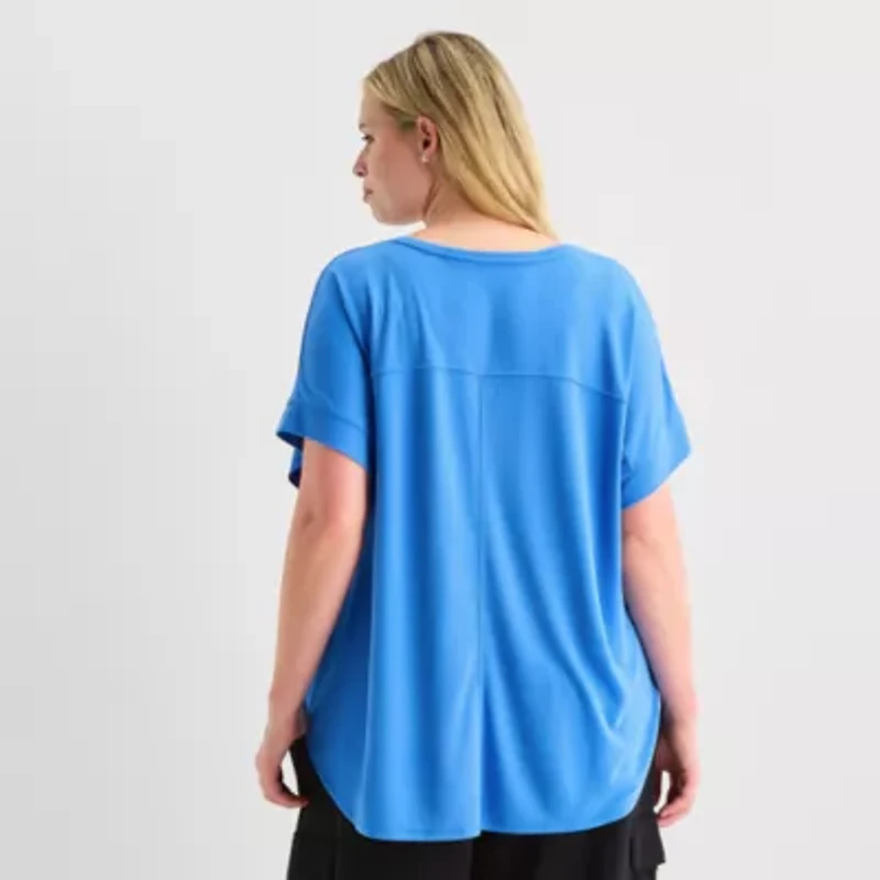 Stylus Womens Plus Crew Neck Short Sleeve T-Shirt