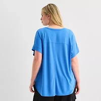 Stylus Womens Plus Crew Neck Short Sleeve T-Shirt